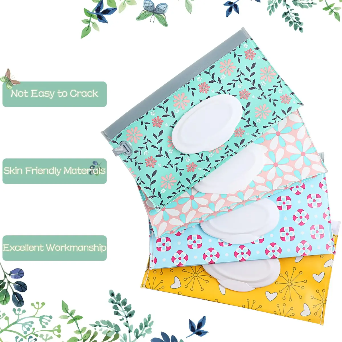 FEBSNOW 4 Pack Baby Wipe Dispenser, Portable Refillable Wet Wipe Holder with Wrist Loop - view 4