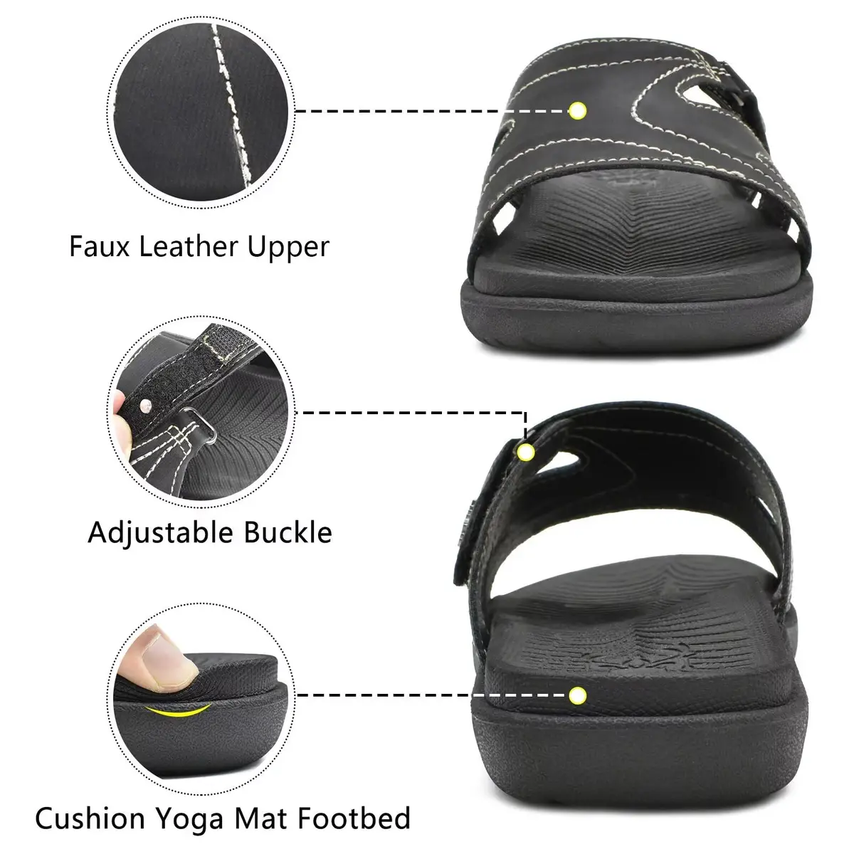 KuaiLu Womens Orthotic Slides Arch Support Slip On Sandals Size 8 | Supportive & Comfortable for Daily Wear - view 5