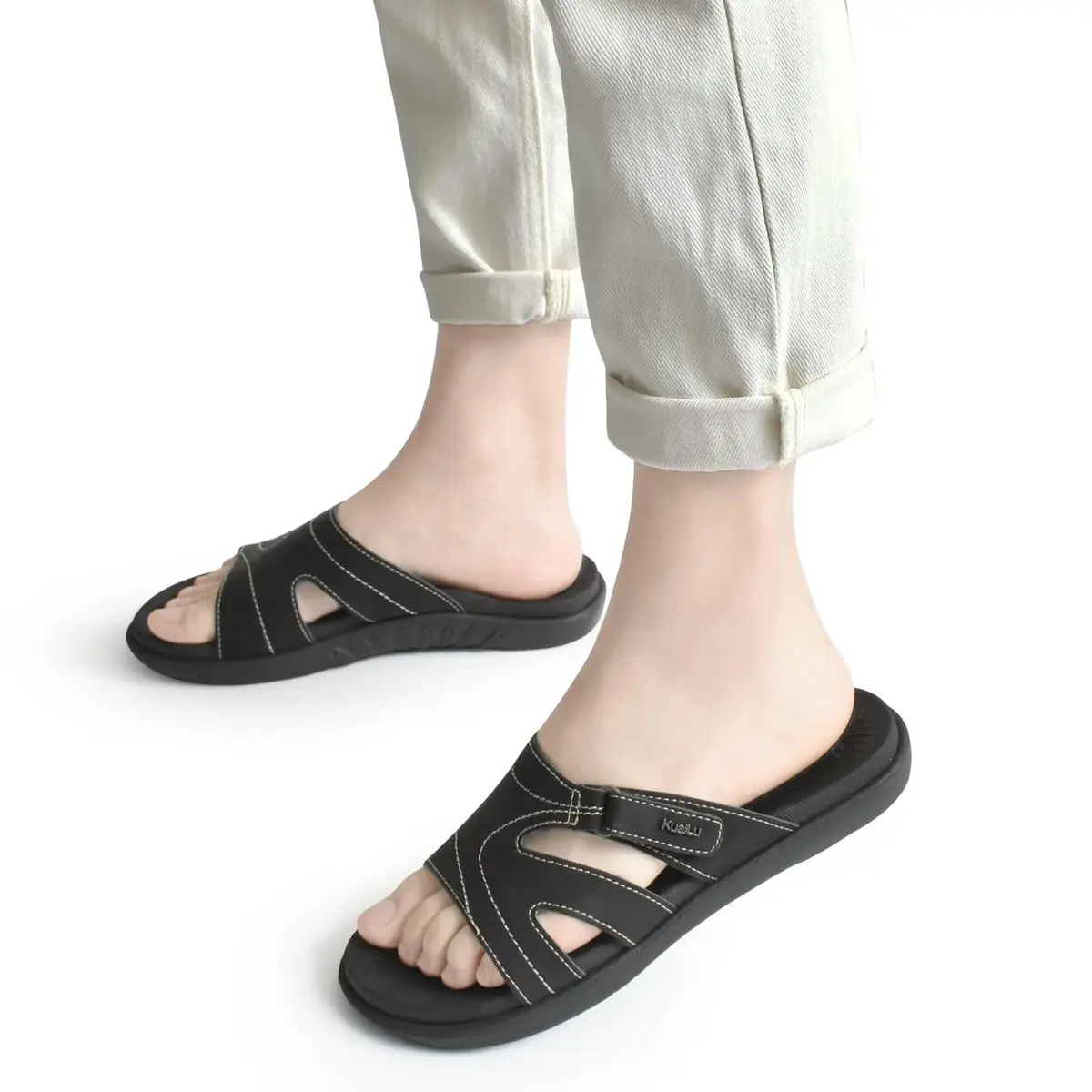 KuaiLu Womens Orthotic Slides Arch Support Slip On Sandals Size 8 | Supportive & Comfortable for Daily Wear - view 2