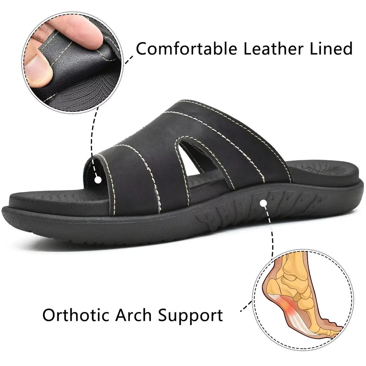 KuaiLu Womens Orthotic Slides Arch Support Slip On Sandals Size 8 | Supportive & Comfortable for Daily Wear - view 4