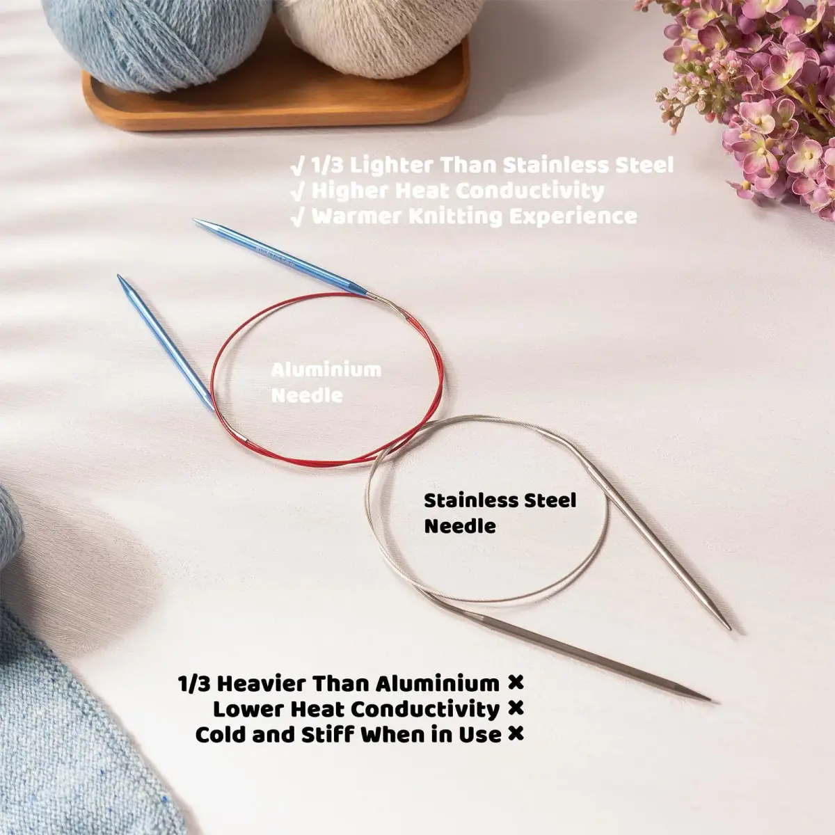 RUIDI Interchangeable Aluminum Circular Knitting Needles Set with Cables & Bag | 13 Pairs 2.75mm-10mm (US C/2-N/15) - view 7