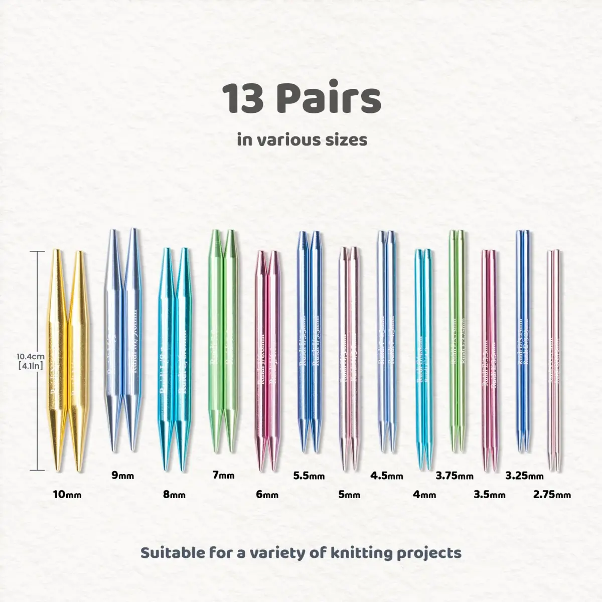 RUIDI Interchangeable Aluminum Circular Knitting Needles Set with Cables & Bag | 13 Pairs 2.75mm-10mm (US C/2-N/15) - view 2