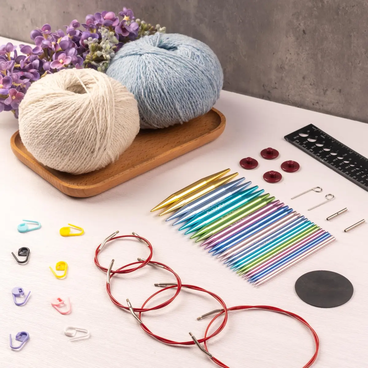 RUIDI Interchangeable Aluminum Circular Knitting Needles Set with Cables & Bag | 13 Pairs 2.75mm-10mm (US C/2-N/15) - view 3
