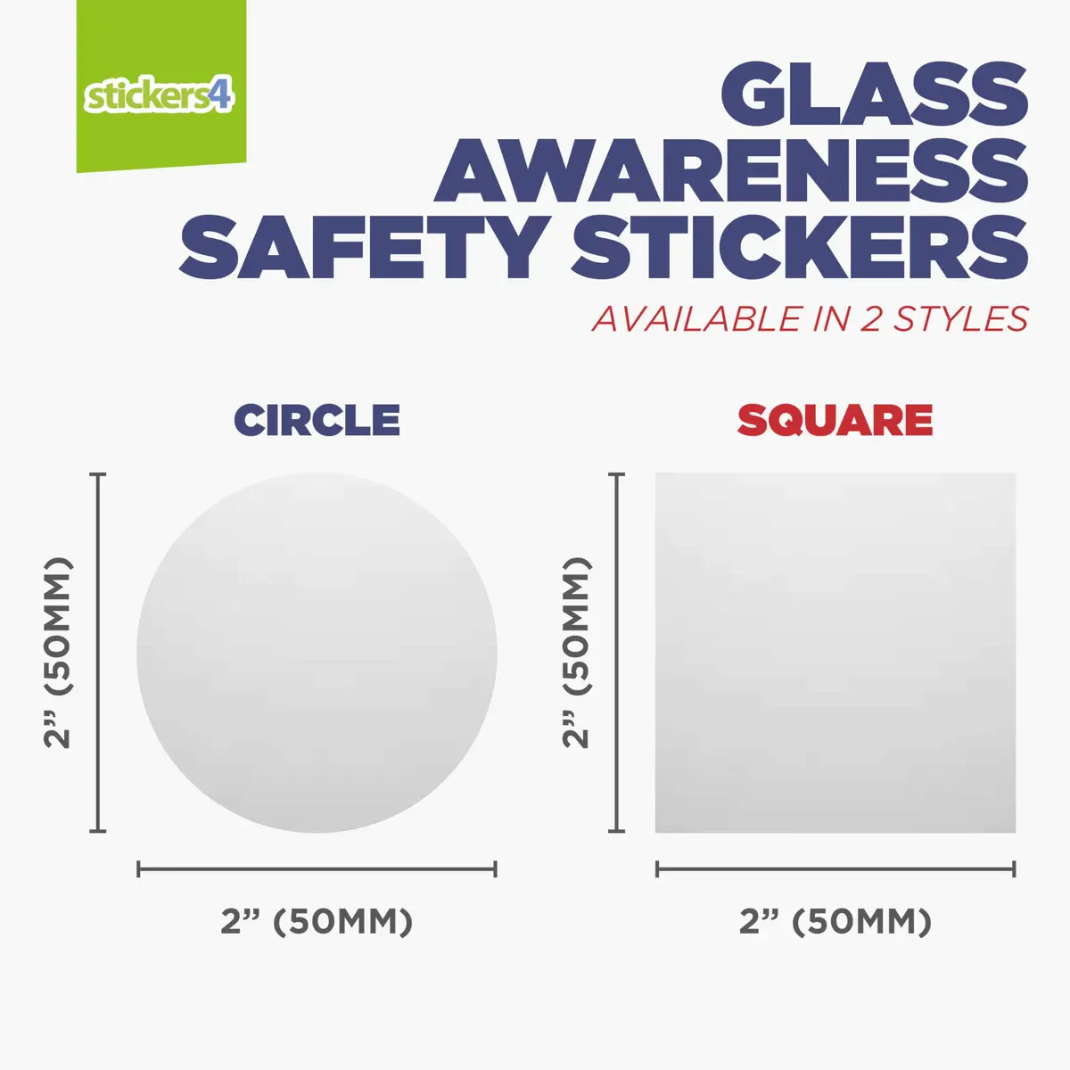 Stickers4 60 x Square Glass Door Stickers for Safety | Frosted Window Decals 5cm (50mm) - view 3