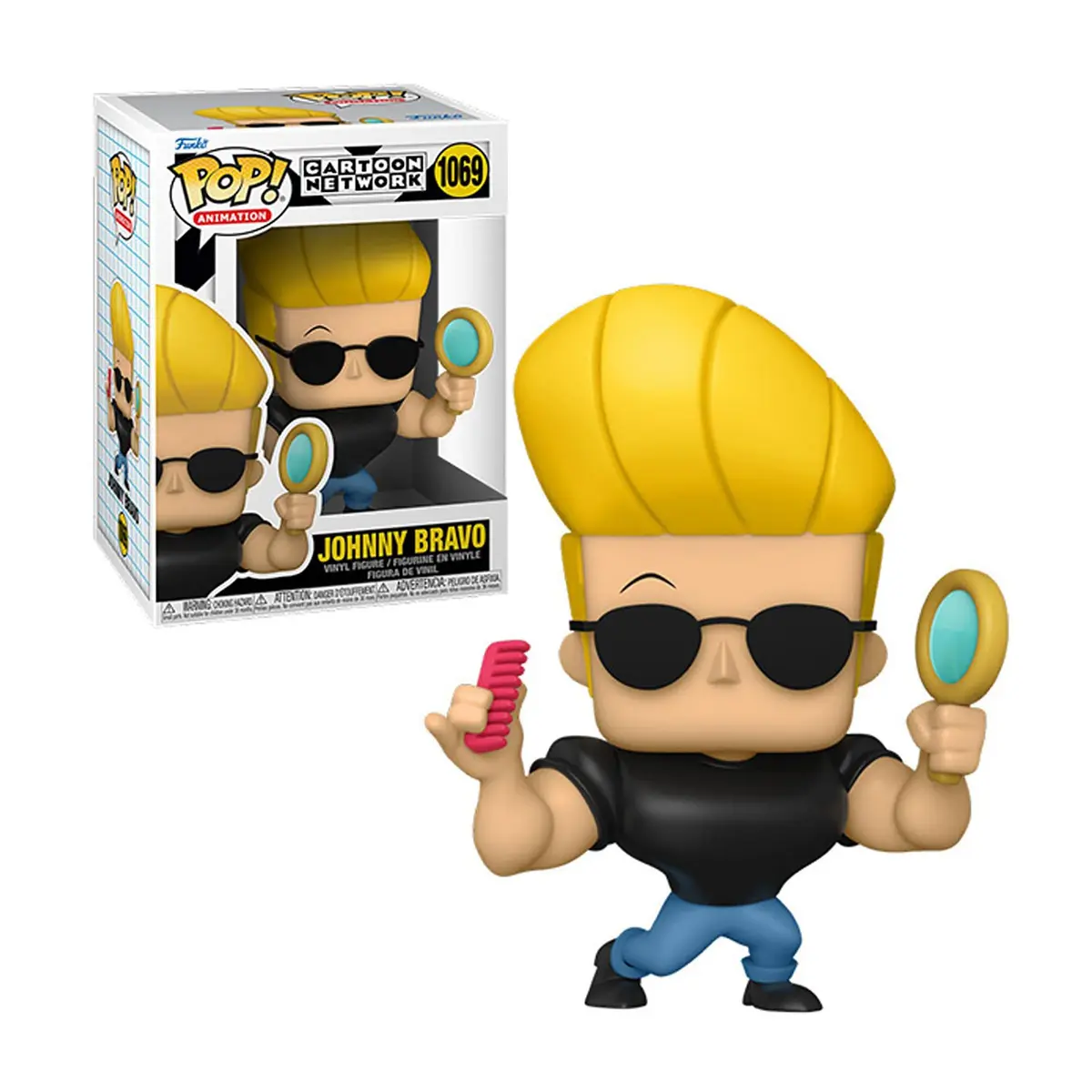 Funko POP! Animation Johnny Bravo with Mirror & Comb Vinyl Figure | 9.5 cm (3.75-inch) Collectible - view 3