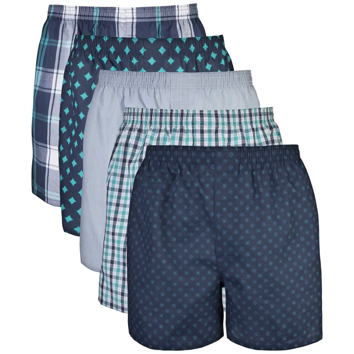 Gildan Men's Cotton Blend Boxer Briefs, Assorted Navy (5-Pack), 2X-Large | Breathable & Moisture-Wicking for Daily Comfort - main product image