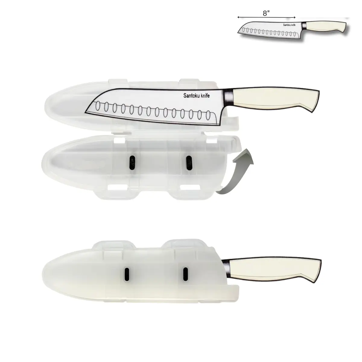 Agilux Blade Guard™ Locking Kitchen Knife Blade Protector (Clear, 8in) | Safer Storage & Longer Sharpness - view 3
