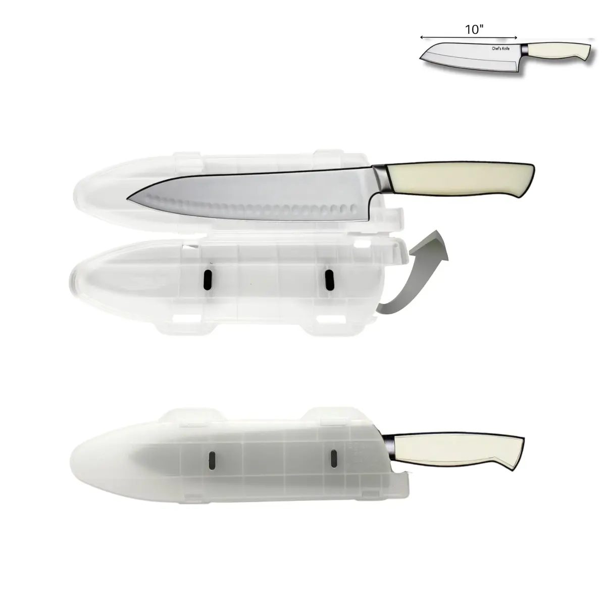 Agilux Blade Guard™ Locking Kitchen Knife Blade Protector (Clear, 10in) | Safer Storage & Longer Sharpness - view 3