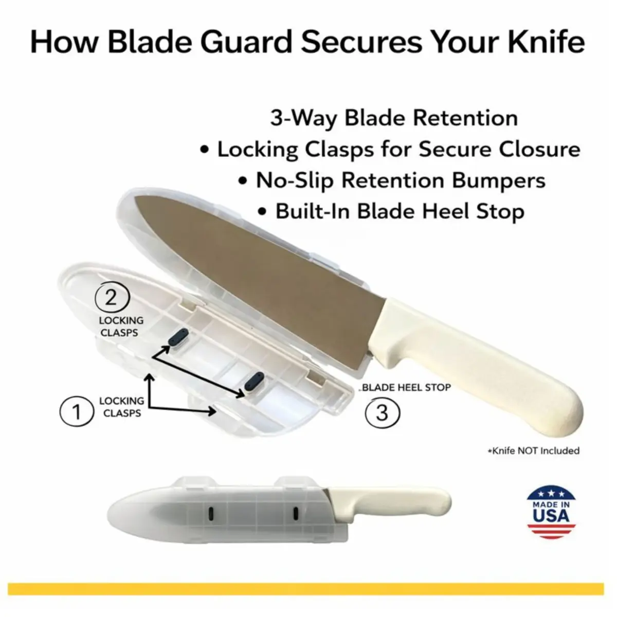 Agilux Blade Guard™ Locking Kitchen Knife Blade Protector (Clear, 10in) | Safer Storage & Longer Sharpness - view 4