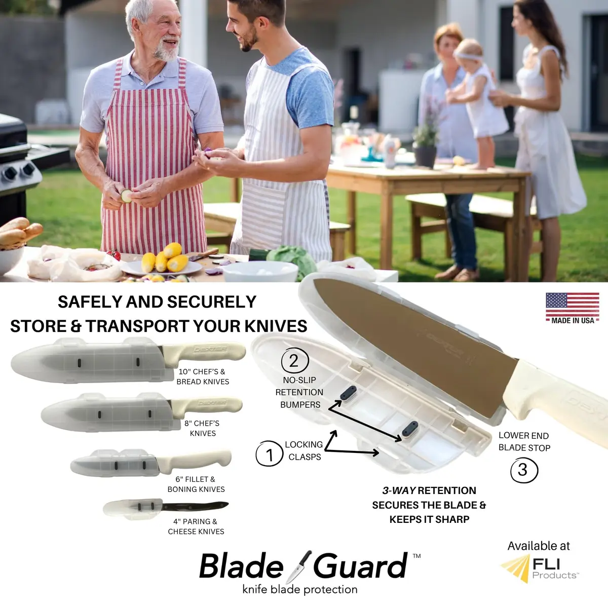 Agilux Blade Guard™ Locking Kitchen Knife Blade Protector (Grey, 10in) | Safer Storage & Transport - view 7