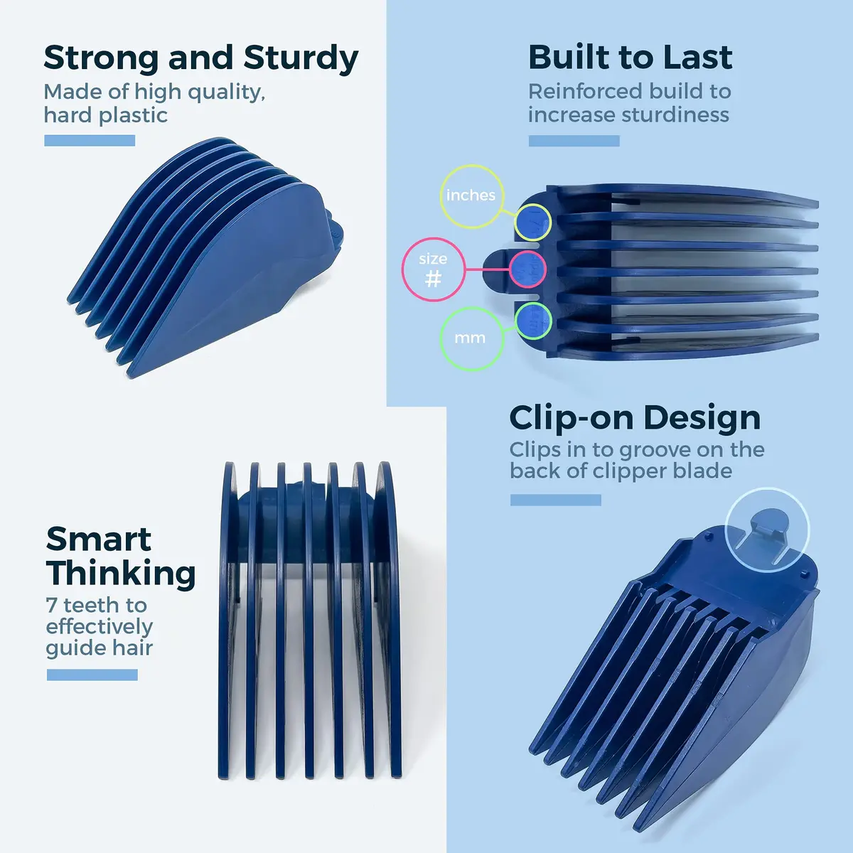 Clipquik Premium XL Clipper Guards for Wahl Clippers 2.5 inch | Extra Long, Durable, Fits Full Size Clippers - view 3