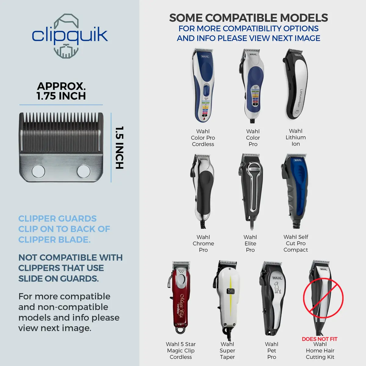 Clipquik Premium XL Clipper Guards for Wahl Clippers 2.5 inch | Extra Long, Durable, Fits Full Size Clippers - view 4