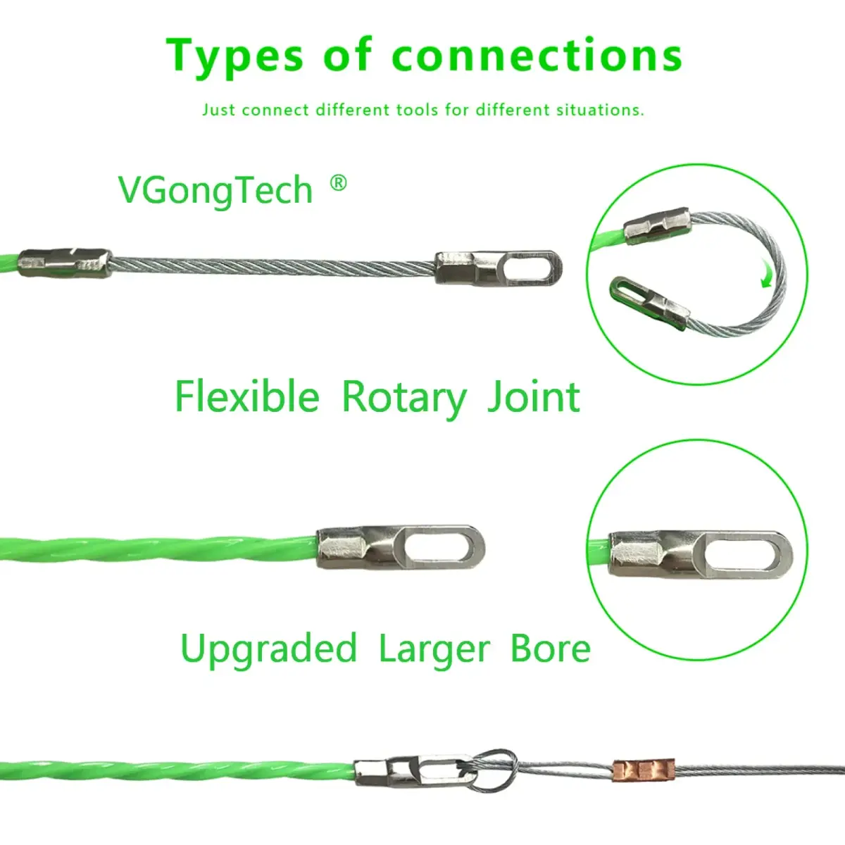 VGongTech 10m (33ft) PET Fish Tape Cable Puller Kit | Non-Conductive Wire Guide for Electrical & Network Cables - view 3