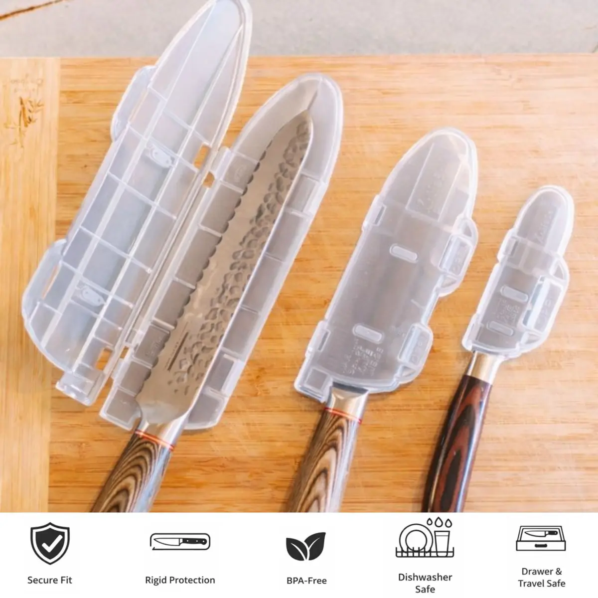 Agilux Blade Guard™ Locking Kitchen Knife Blade Protector (Grey, 8in) | Safer Storage & Transport - view 7