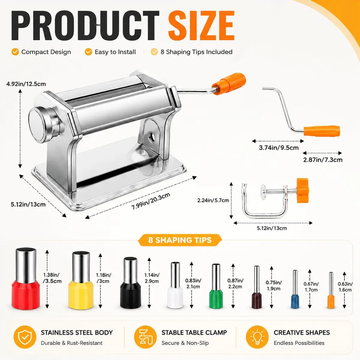 Foifatt Polymer Clay Press Machine with 40 Cutters | 145mm (5.78in) Wide, 6 Thickness Settings - view 6