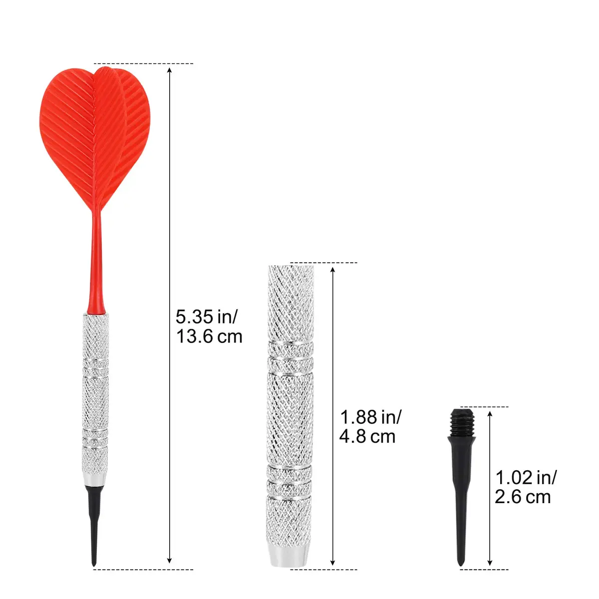 Accmor 12 Pack Soft Tip Darts Set 148mm (5.8 inch) | 13g Metal Shaft Darts with 100 Extra 2BA Tips - view 9