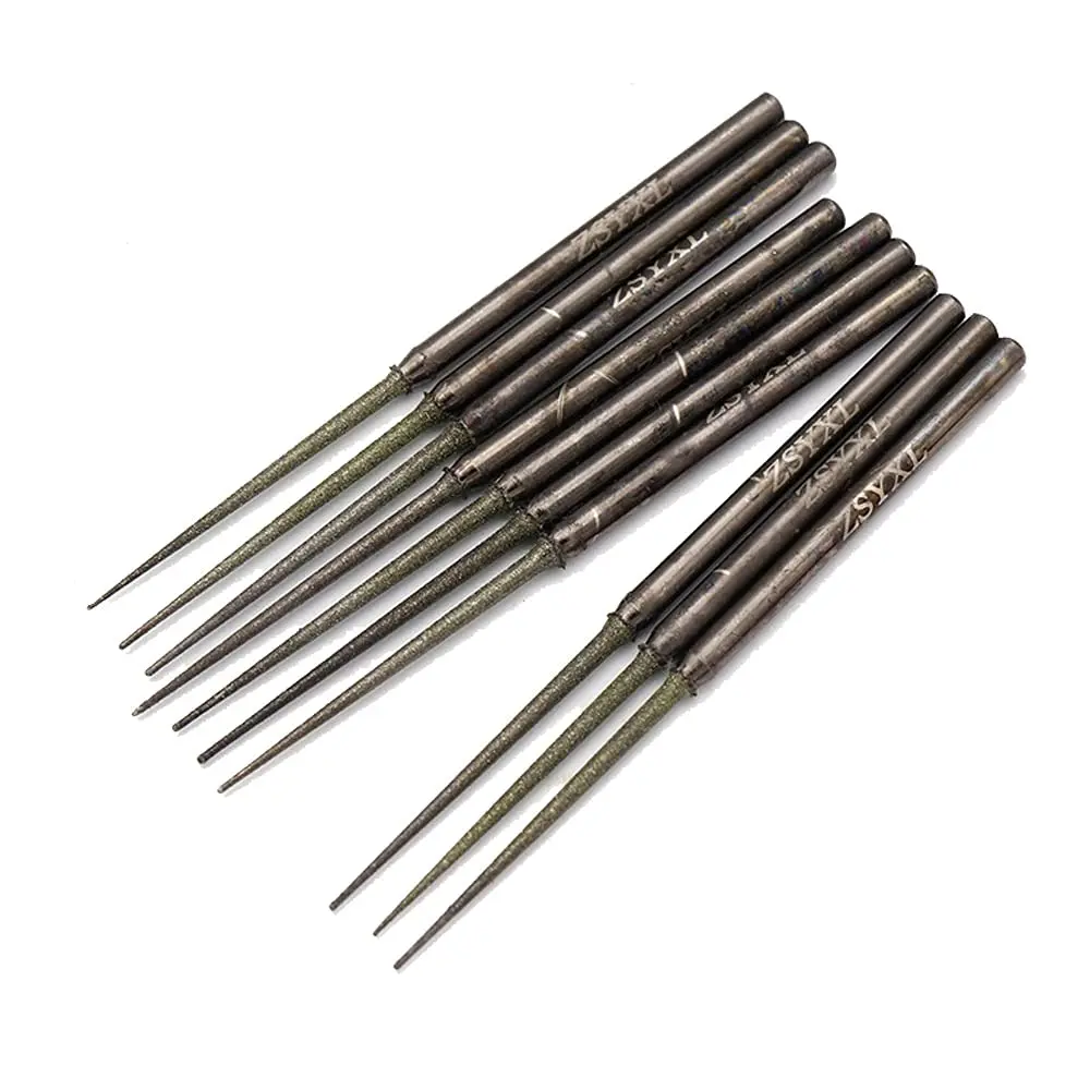 Luo ke 10 Pcs Diamond Burr Bead Reamer Set 3mm (1/8") Needle Point | For Stone, Glass, Tile, Metal - main product image