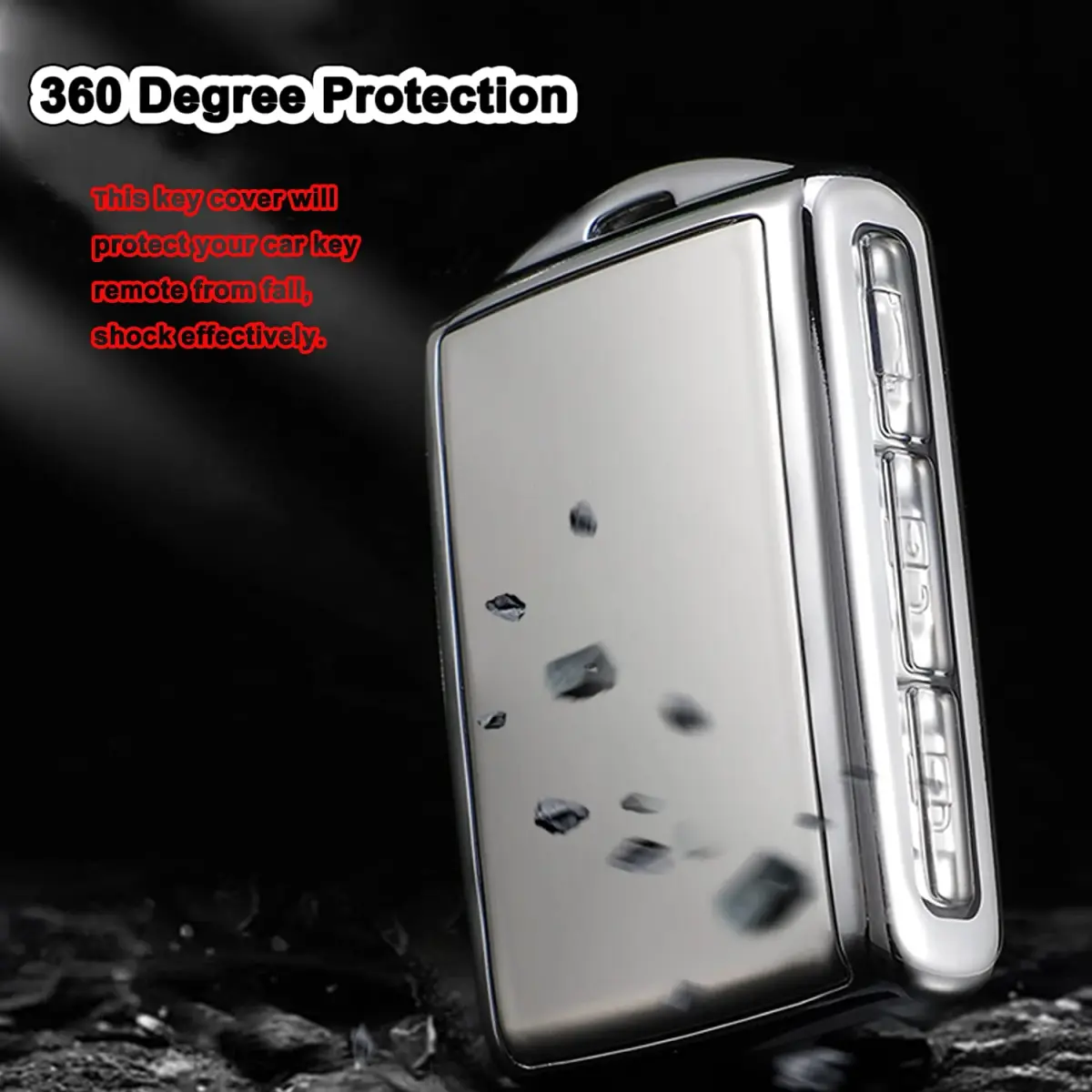 Arruweer Silver Soft TPU Key Fob Cover for Volvo XC40 XC60 XC90 S90 V90 | Full Protection Smart Key Case Holder - view 5
