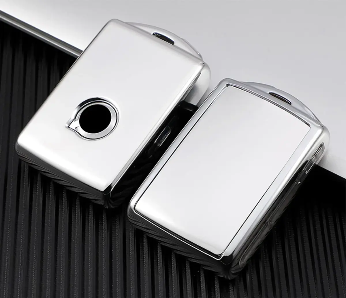 Arruweer Silver Soft TPU Key Fob Cover for Volvo XC40 XC60 XC90 S90 V90 | Full Protection Smart Key Case Holder - view 6