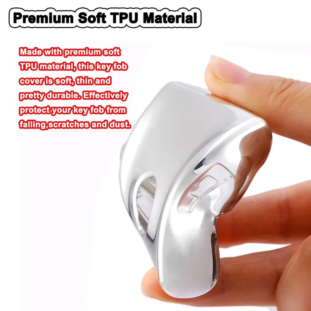 Arruweer Silver Soft TPU Key Fob Cover for Volvo XC40 XC60 XC90 S90 V90 | Full Protection Smart Key Case Holder - view 3