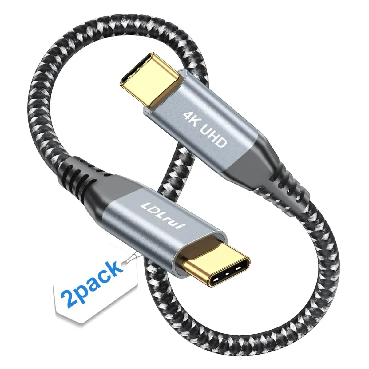 LDLrui USB C to USB C Cable 20Gbps 30cm (1FT) 2-Pack | 100W PD Fast Charging & 4K@60Hz Video - main product image