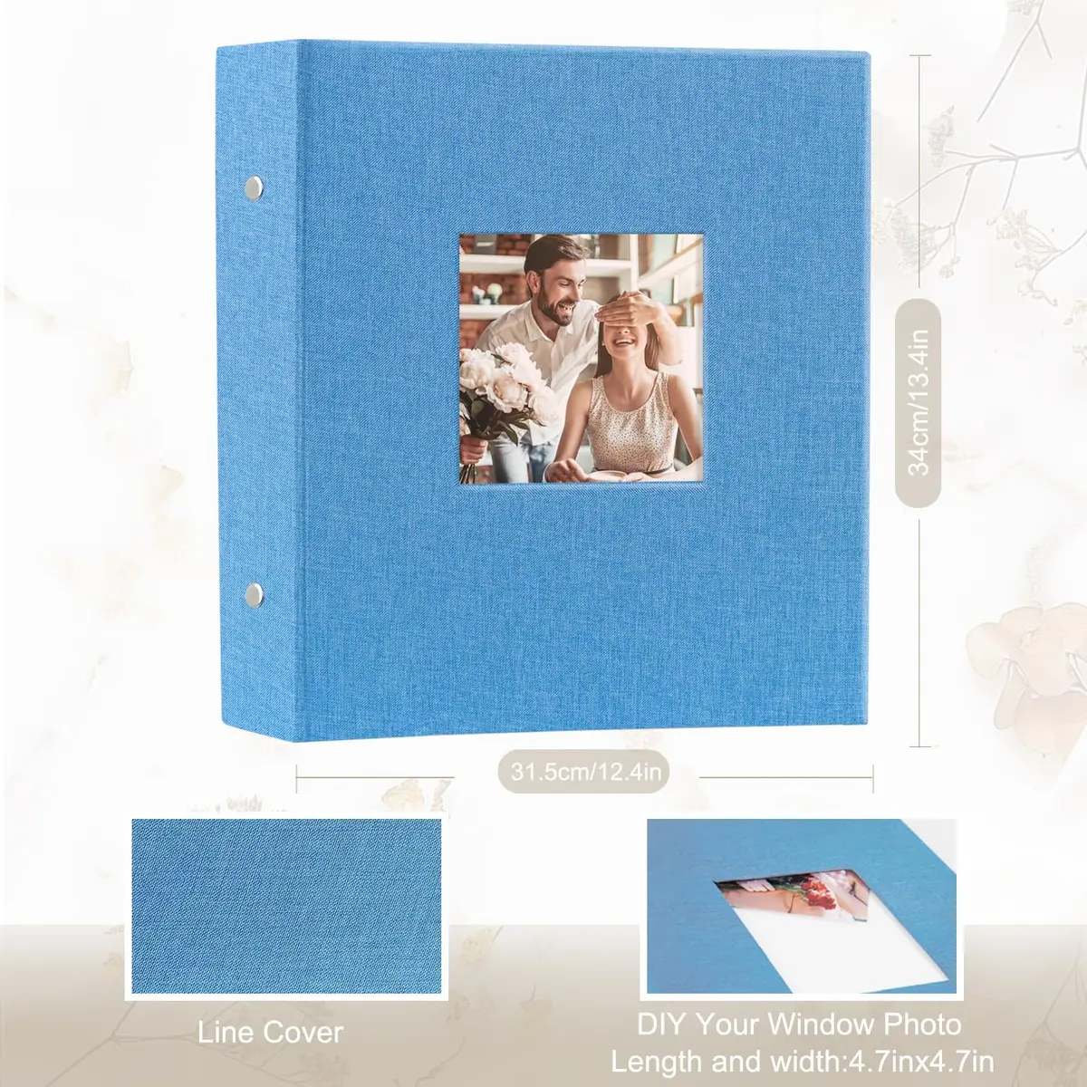 Artmag Fabric Photo Album 4x6 1000 Pockets Teal Linen Cover | Classic Wedding Anniversary Keepsake - view 2