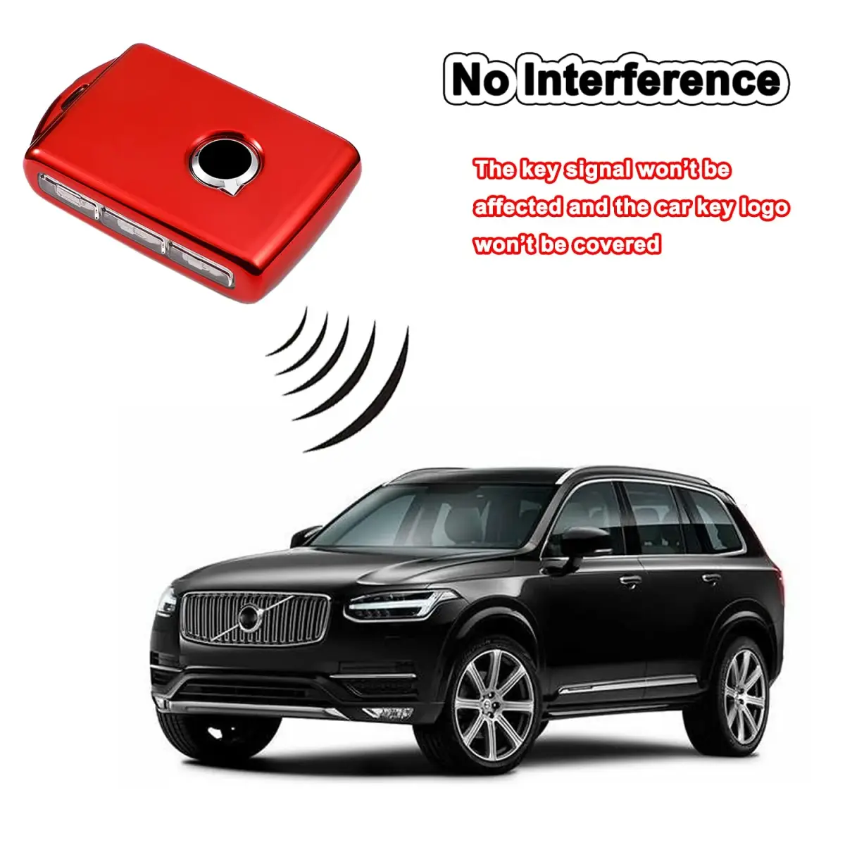 Arruweer Red TPU Key Fob Cover for Volvo XC40 XC60 XC90 S90 V90 | Full Protection Smart Key Case Holder - view 5