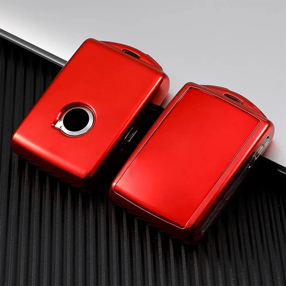 Arruweer Red TPU Key Fob Cover for Volvo XC40 XC60 XC90 S90 V90 | Full Protection Smart Key Case Holder - view 3