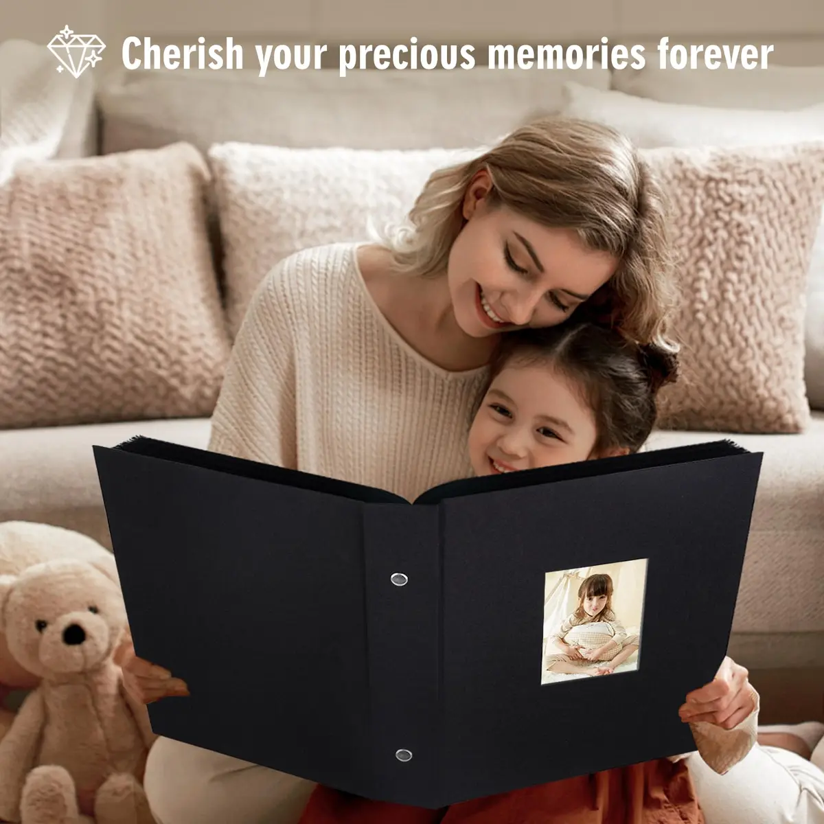 Artmag Fabric Photo Album 4x6 400 Vertical Pockets, Black | Holds 400 Photos - view 5