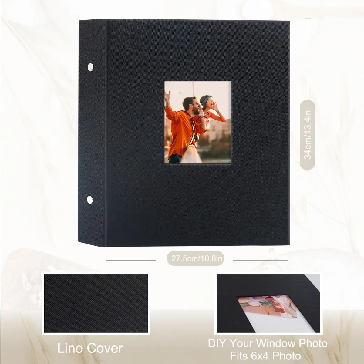 Artmag Fabric Photo Album 4x6 400 Vertical Pockets, Black | Holds 400 Photos - view 2
