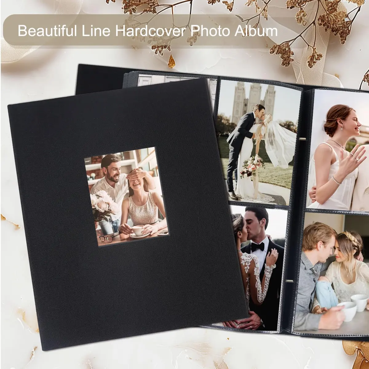 Artmag Fabric Photo Album 4x6 400 Vertical Pockets, Black | Holds 400 Photos - view 4