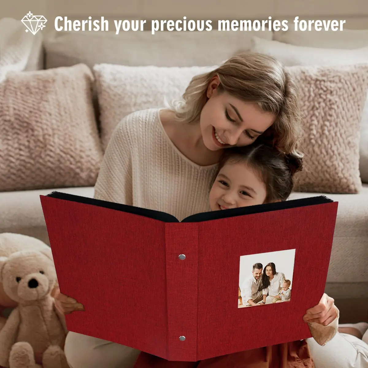 Artmag Fabric Photo Album 1000 Pockets 4x6 Inches Red | Classic Linen Cover for Wedding & Anniversary Memories - view 5