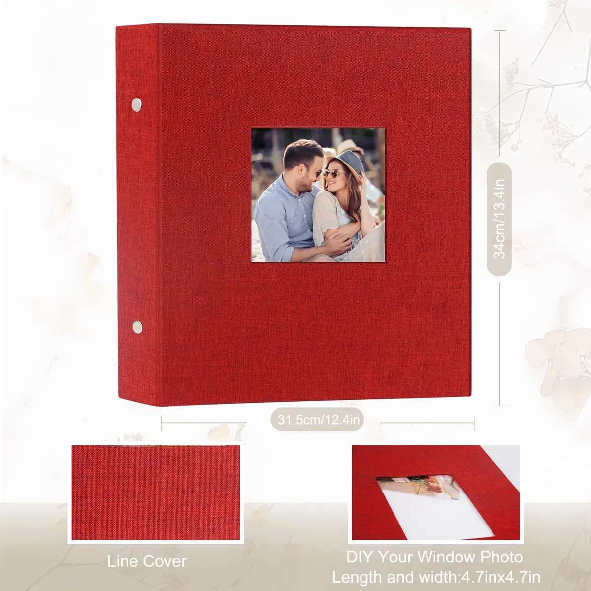 Artmag Fabric Photo Album 1000 Pockets 4x6 Inches Red | Classic Linen Cover for Wedding & Anniversary Memories - view 2