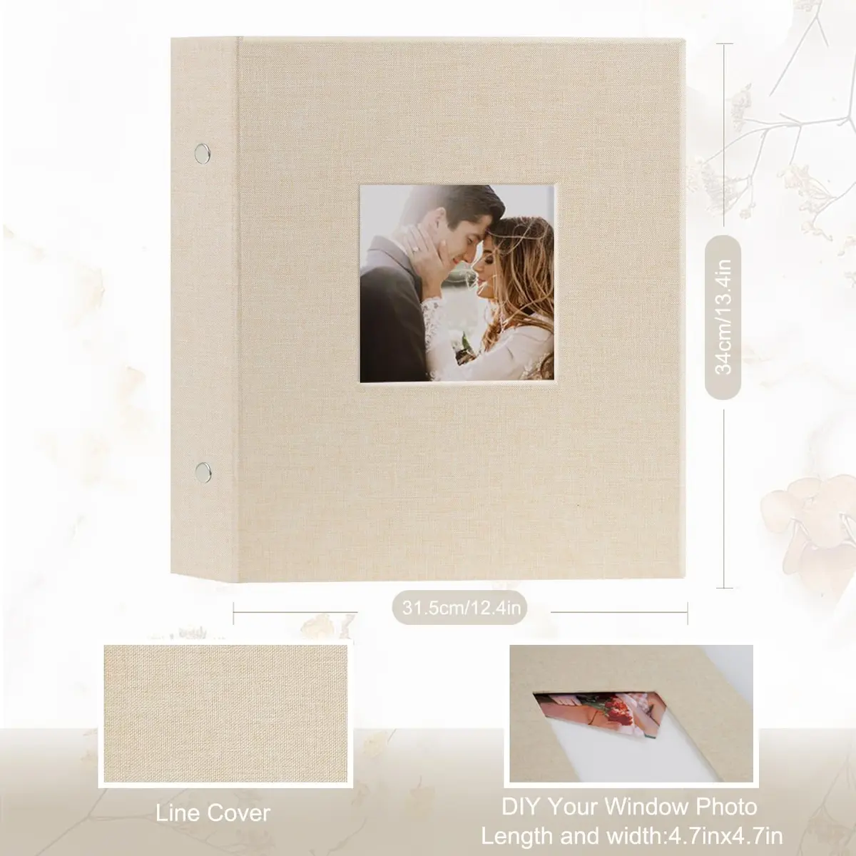 Artmag Fabric Photo Album 4x6 1000 Pockets Linen Cover Beige | Classic Wedding Anniversary Album - view 2