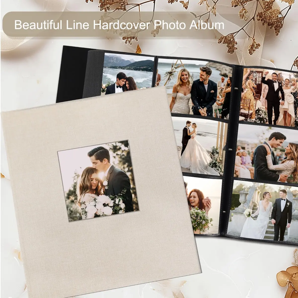 Artmag Fabric Photo Album 4x6 1000 Pockets Linen Cover Beige | Classic Wedding Anniversary Album - view 4