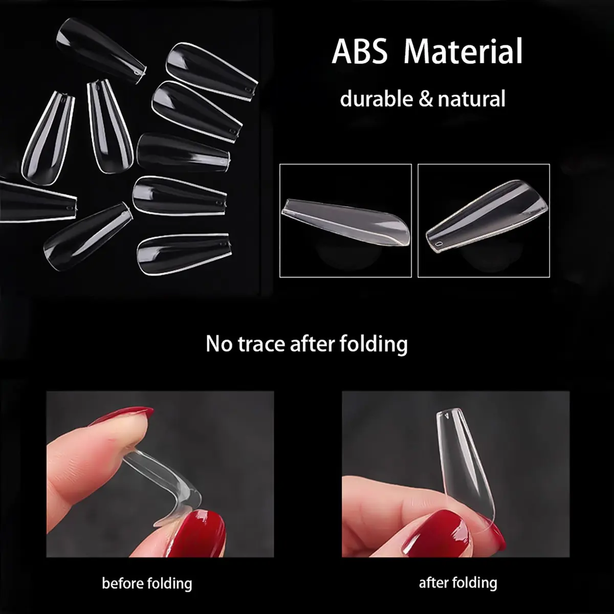 Ohlove Clear Coffin Nail Tips Full Cover Ballerina False Nail Tips 500 Piece Assortment | DIY Nail Art for Acrylic Application - view 4