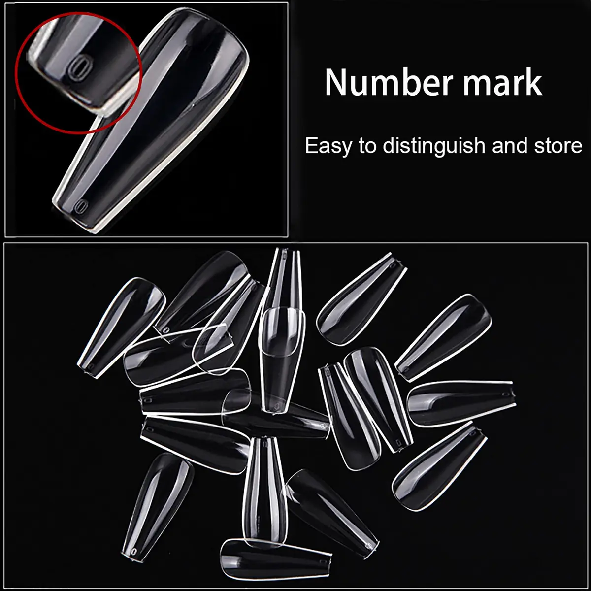 Ohlove Clear Coffin Nail Tips Full Cover Ballerina False Nail Tips 500 Piece Assortment | DIY Nail Art for Acrylic Application - view 6
