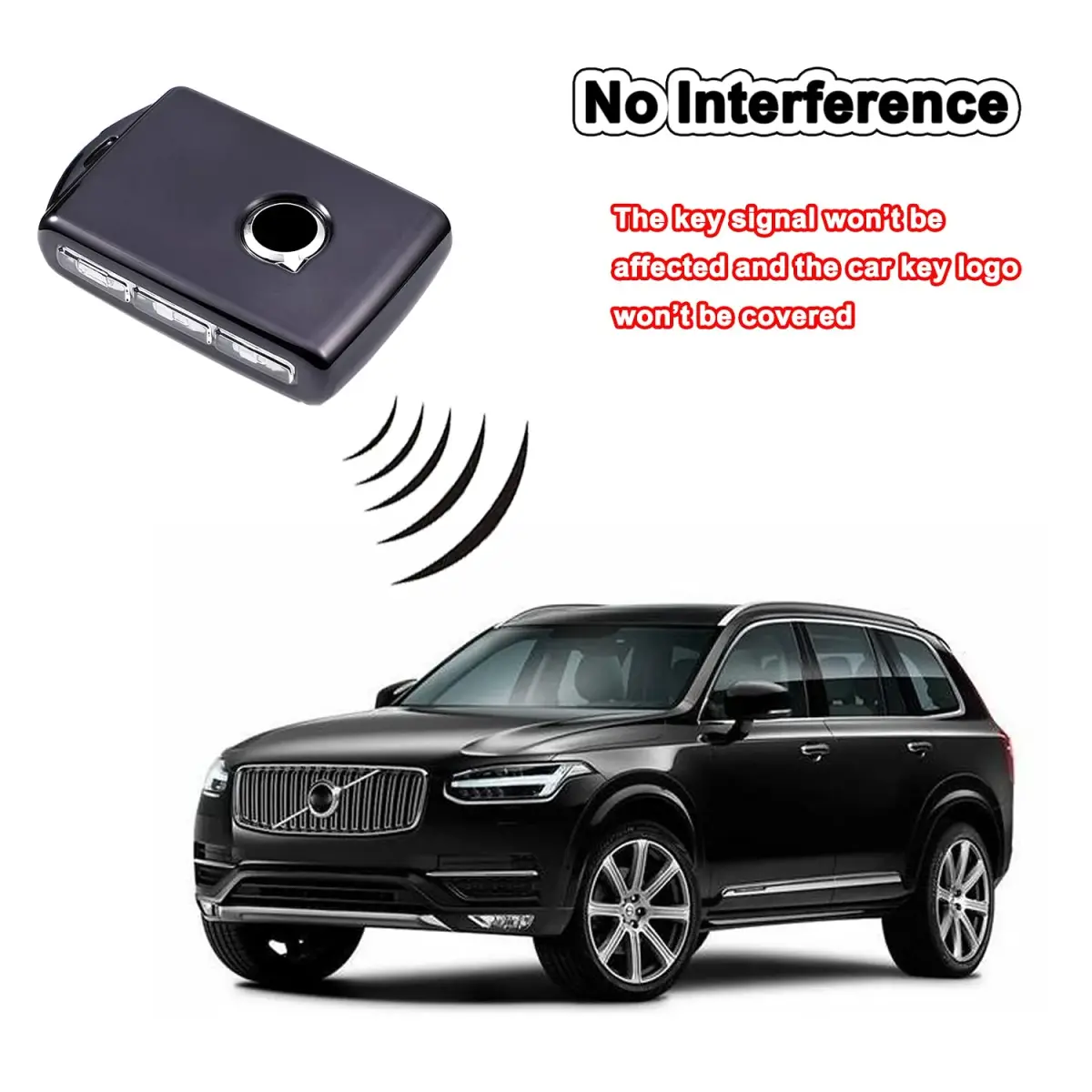 Arruweer Black Soft TPU Key Fob Cover for Volvo XC40 XC60 XC90 S90 V90 | Full Protection Smart Key Case Holder - view 4