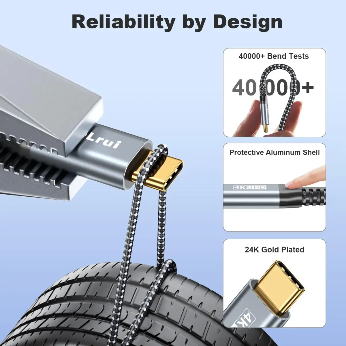 LDLrui USB C to USB C Cable 3ft (0.91m) 2-Pack | 20Gbps Data Transfer & 100W PD Charging - view 7