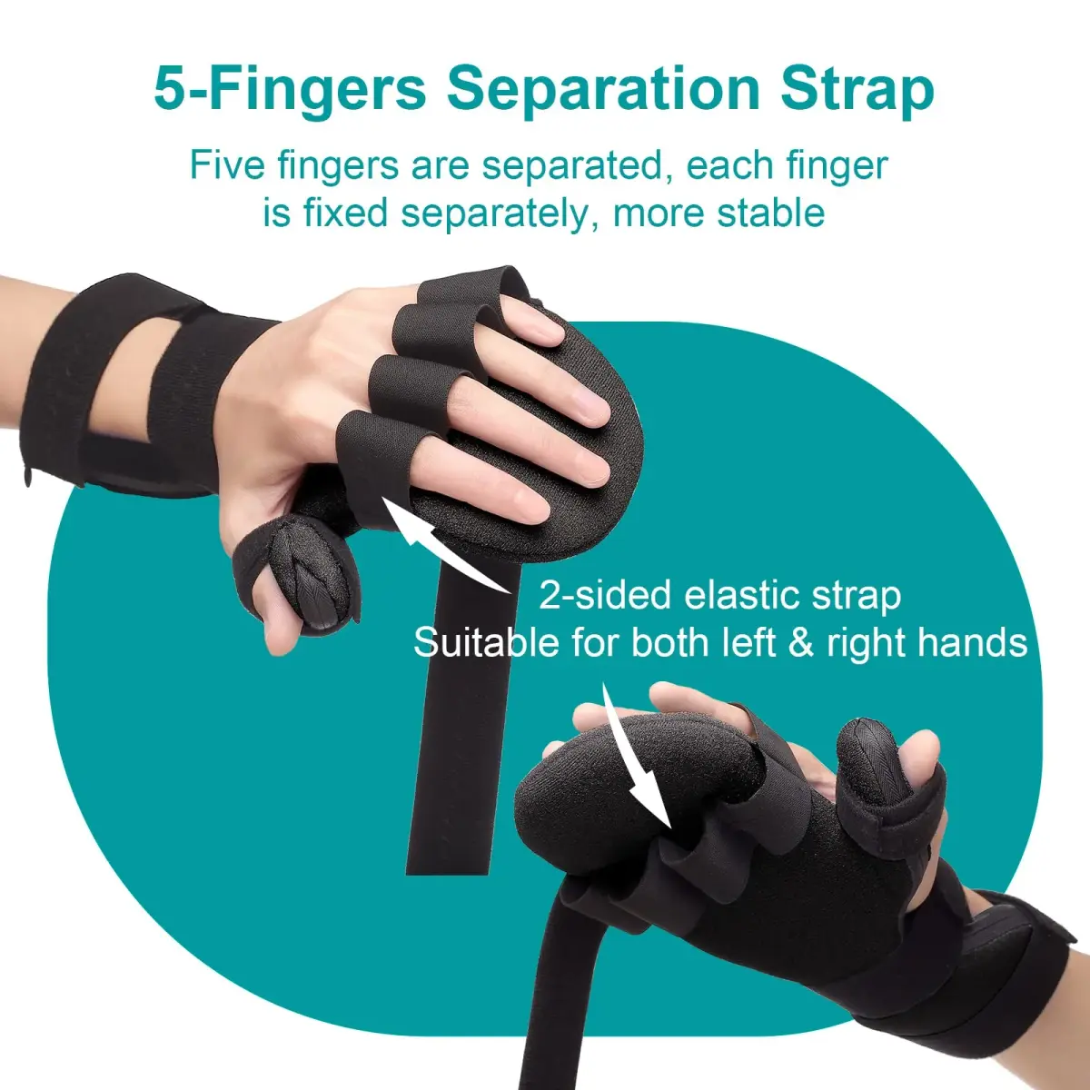 Sylong Stroke Resting Hand Splint Black L/XL | Adjustable Night Wrist Brace for Carpal Tunnel Pain & Tendonitis - view 6