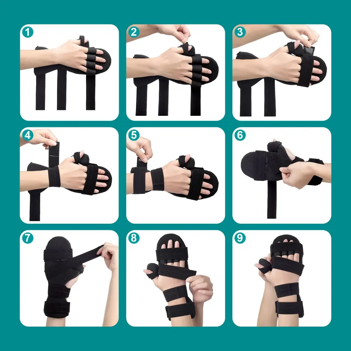 Sylong Stroke Resting Hand Splint Black L/XL | Adjustable Night Wrist Brace for Carpal Tunnel Pain & Tendonitis - view 7