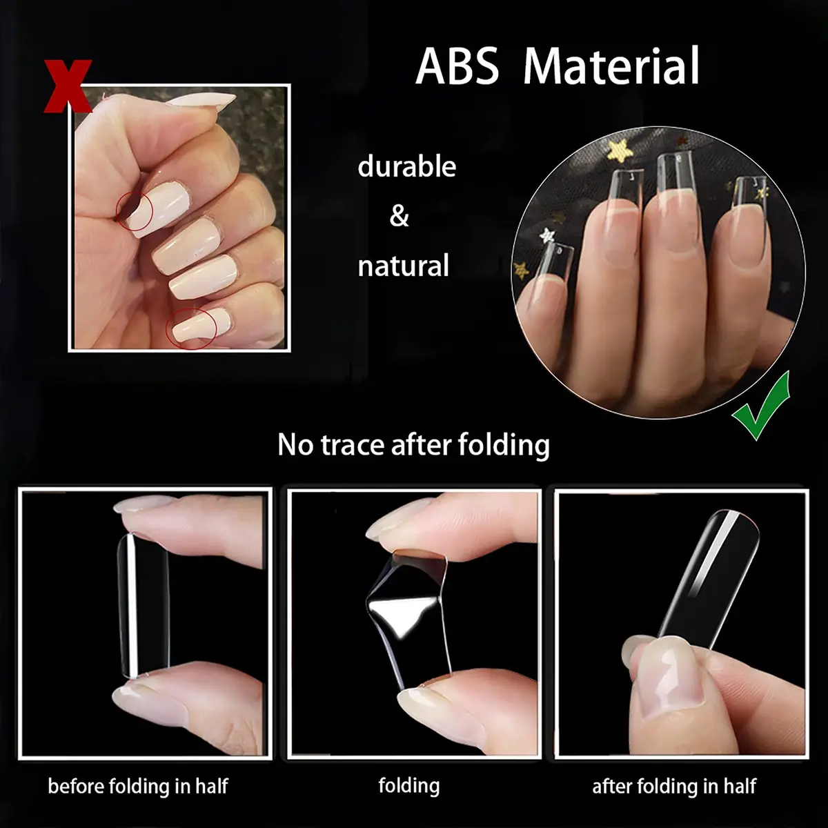 Ohlove Square Nail Tips Full Cover Clear Fake Nail Tips for Acrylic Nails, Size 0~9 (500 Count) - view 4