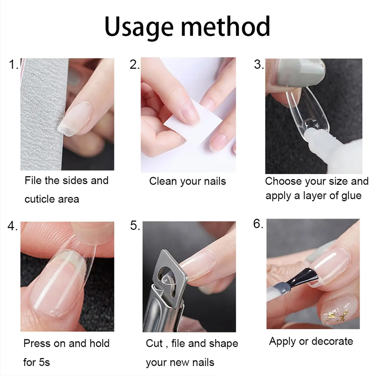 Ohlove Clear Almond Fake Nail Tips Full Cover Acrylic Nails 500 Piece Assortment | DIY Nail Art for Professional & Beginner Use - view 7
