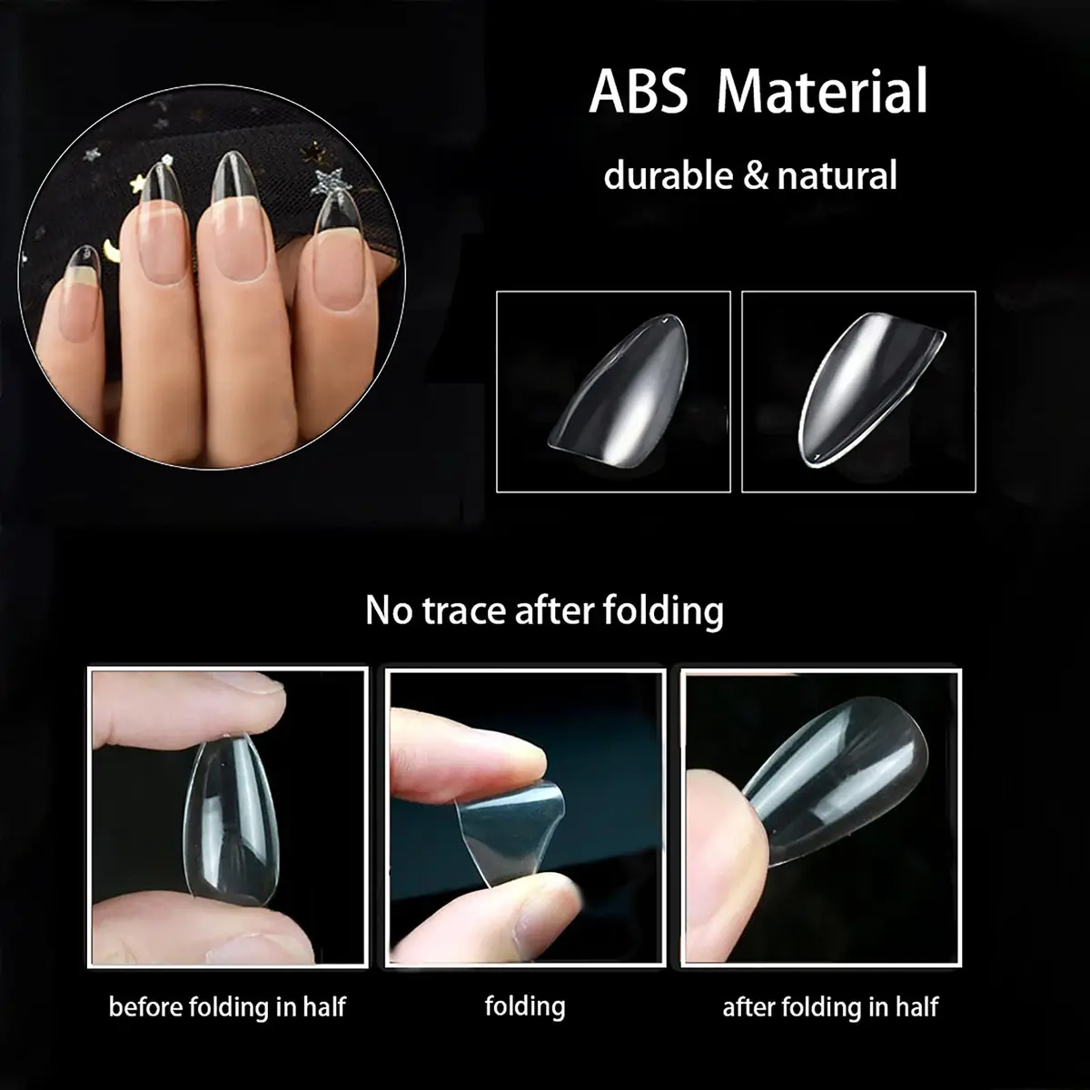 Ohlove Clear Almond Fake Nail Tips Full Cover Acrylic Nails 500 Piece Assortment | DIY Nail Art for Professional & Beginner Use - view 4