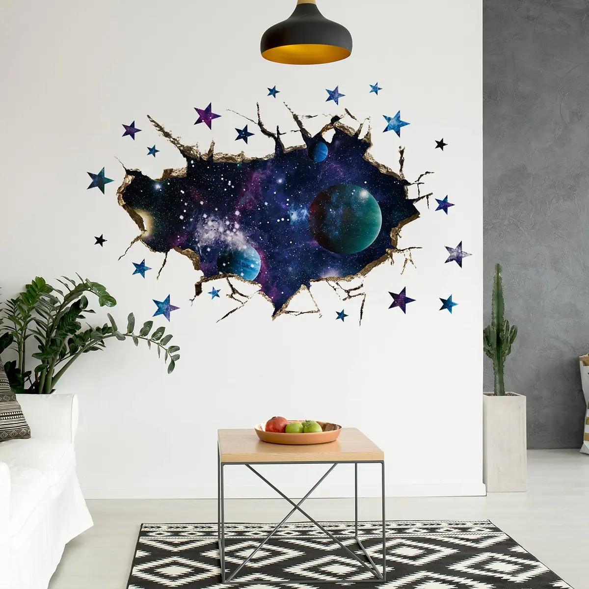 HOLENGS 3D Galaxy Blue Cosmic Milky Way Wall Stickers | Space Planets Decor for Kids & Living Room - view 4