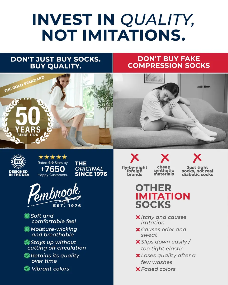 Pembrook Black Diabetic Socks for Men & Women | 6 Pairs | Medium (Men 5-9, Women 6-10) | Moisture-Wicking Ankle Socks - view 3