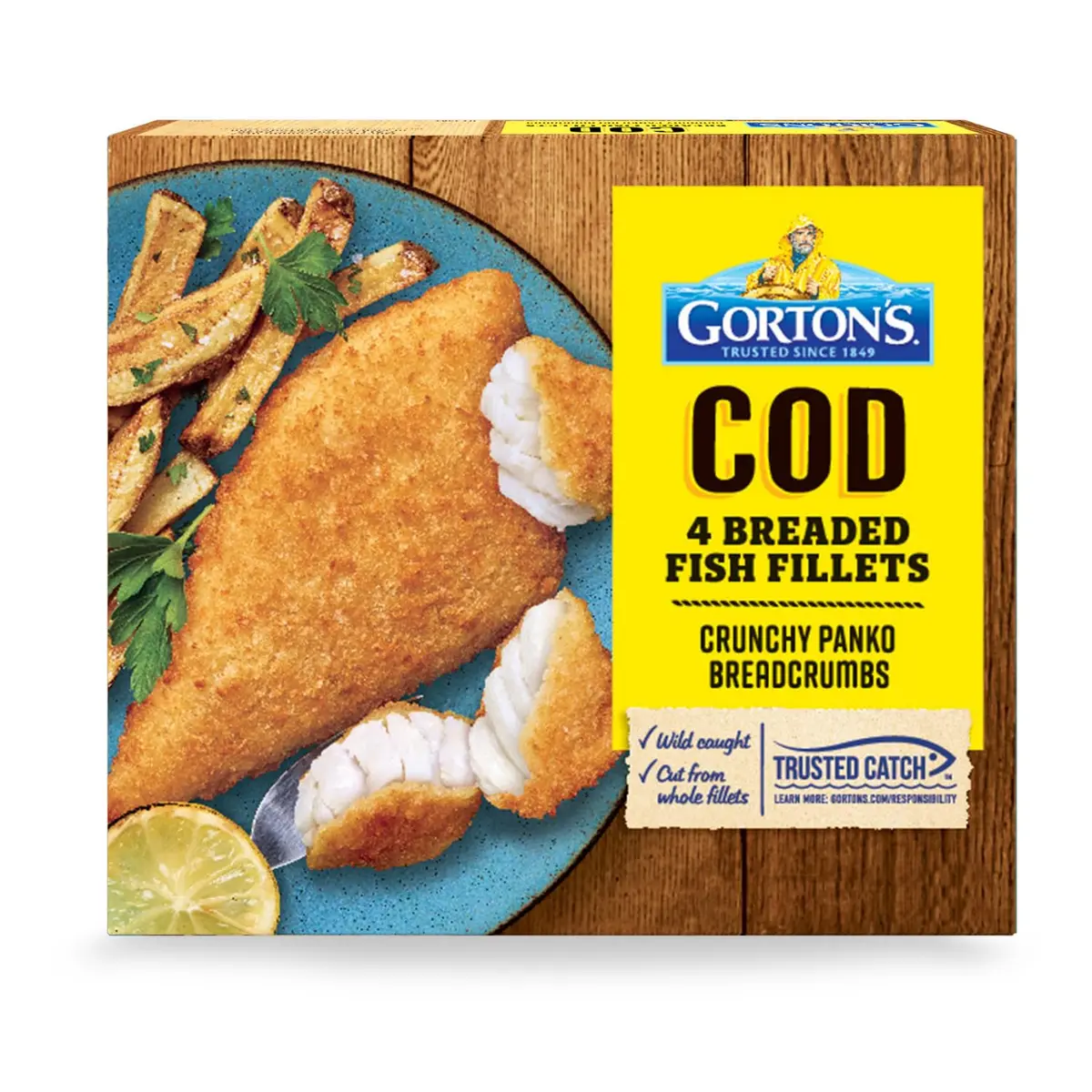 Gorton’s Breaded Fish Fillets, Wild Caught Cod, 14.6oz | Crunchy Panko Breadcrumbs, Frozen, 4 Count - view 2