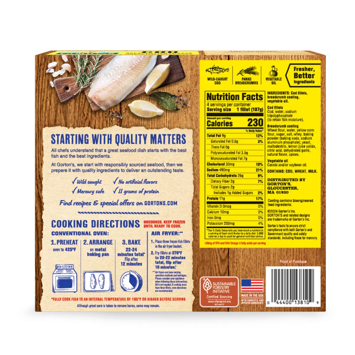 Gorton’s Breaded Fish Fillets, Wild Caught Cod, 14.6oz | Crunchy Panko Breadcrumbs, Frozen, 4 Count - view 3