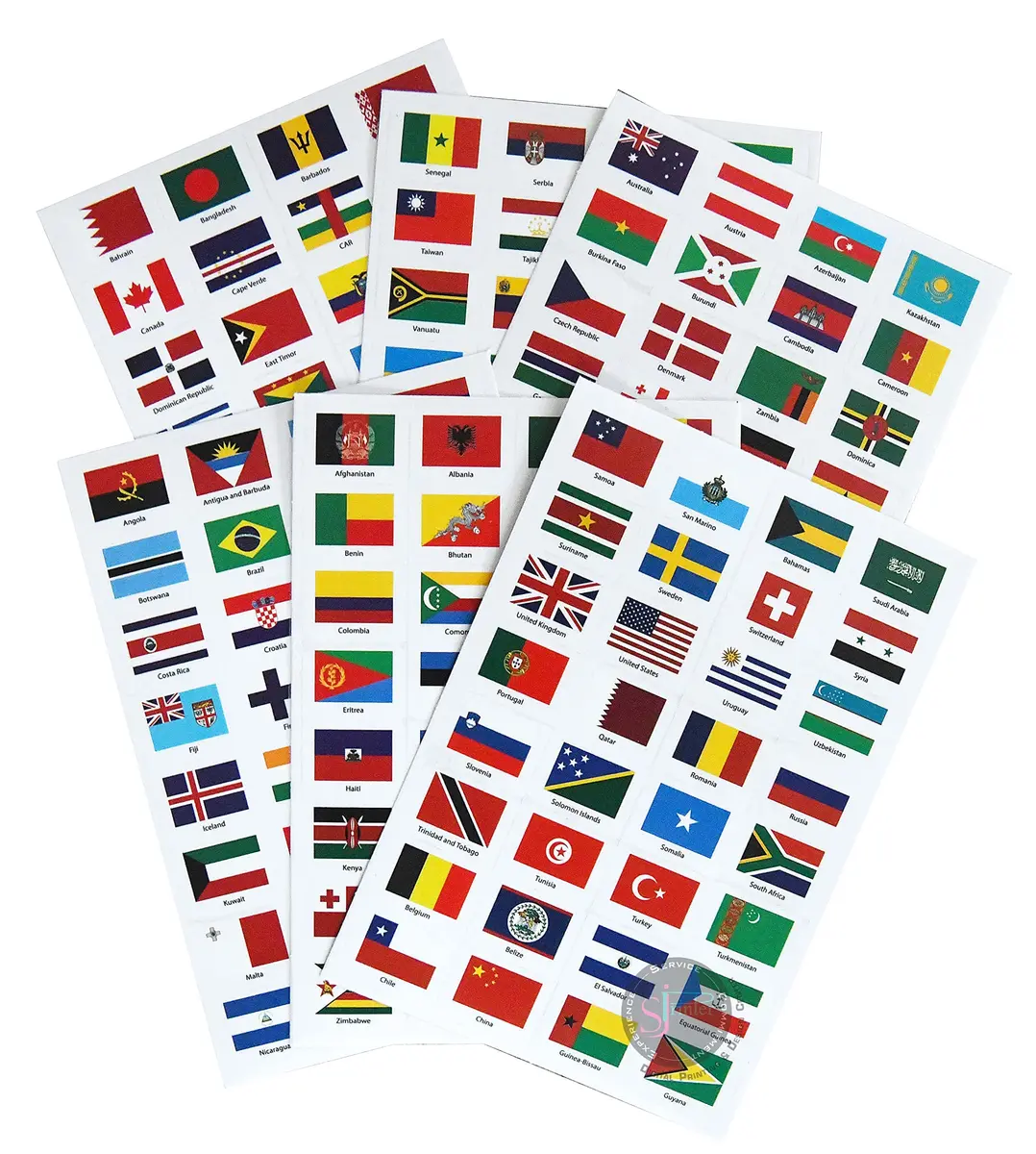 SJPRINTER World Flags Stickers - 192 Countries Transparent Planner Travel Stickers | Classic Multicolor Variety Pack - main product image