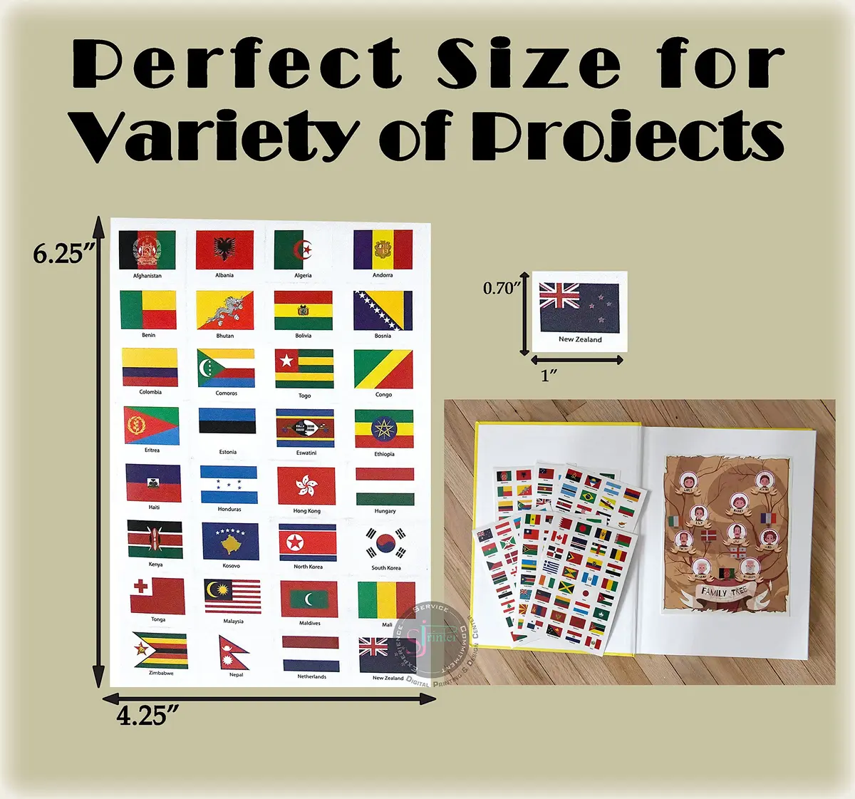 SJPRINTER World Flags Stickers - 192 Countries Transparent Planner Travel Stickers | Classic Multicolor Variety Pack - view 4